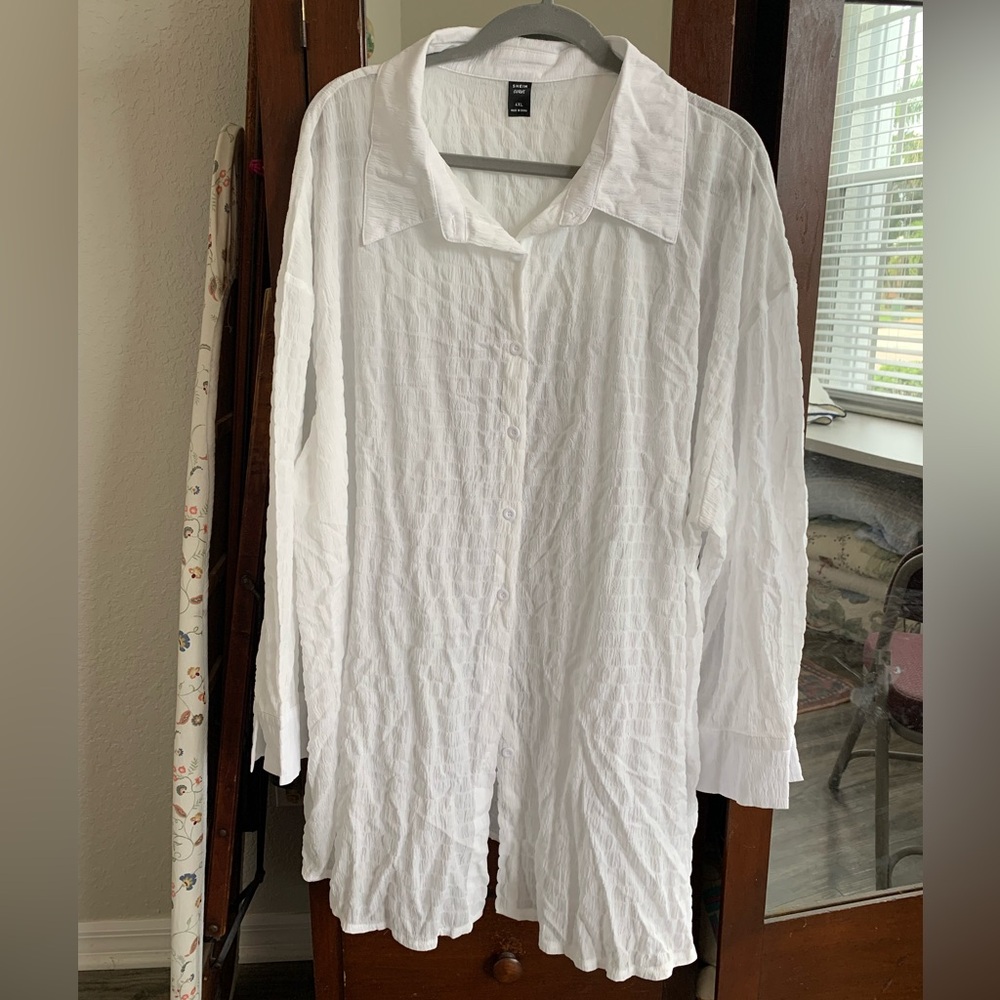 SHEIN Curve White Blouse, Size 4XL